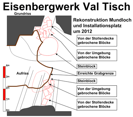 Eisenbergwerk Val Tisch Hauptstollen im 2012