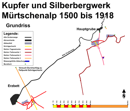 Grubenplan Bergwerk Mürtschenalp