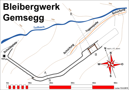 Grubenplan Bergwerk Gemsegg